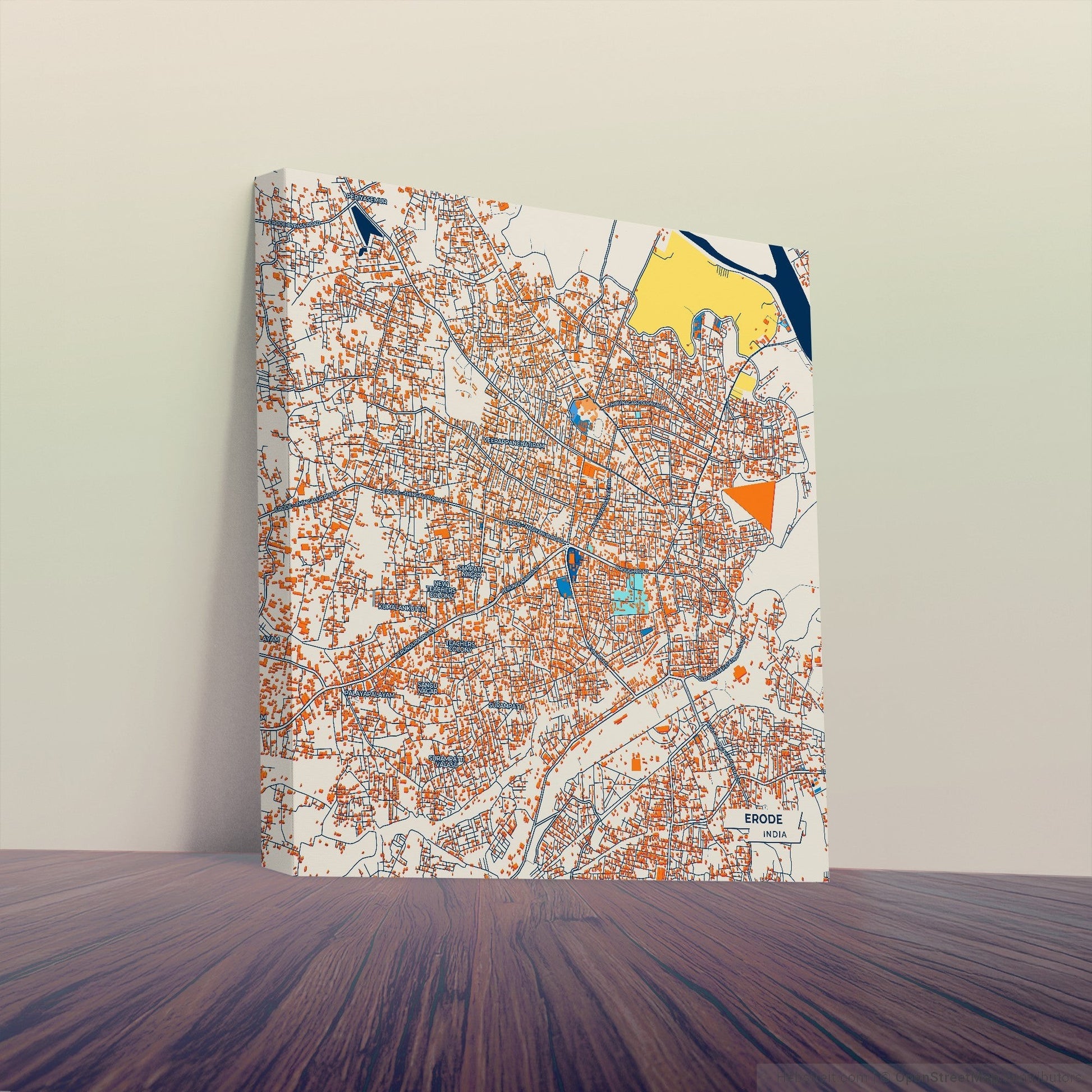 Erode India Colorful City Map Canvas Print