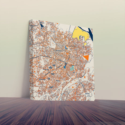 Erode India Colorful City Map Canvas Print