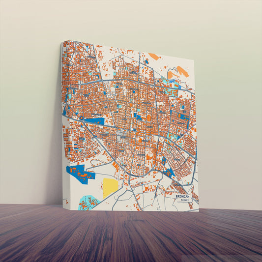 Erzi̇ncan Turkey Colorful City Map Canvas Print