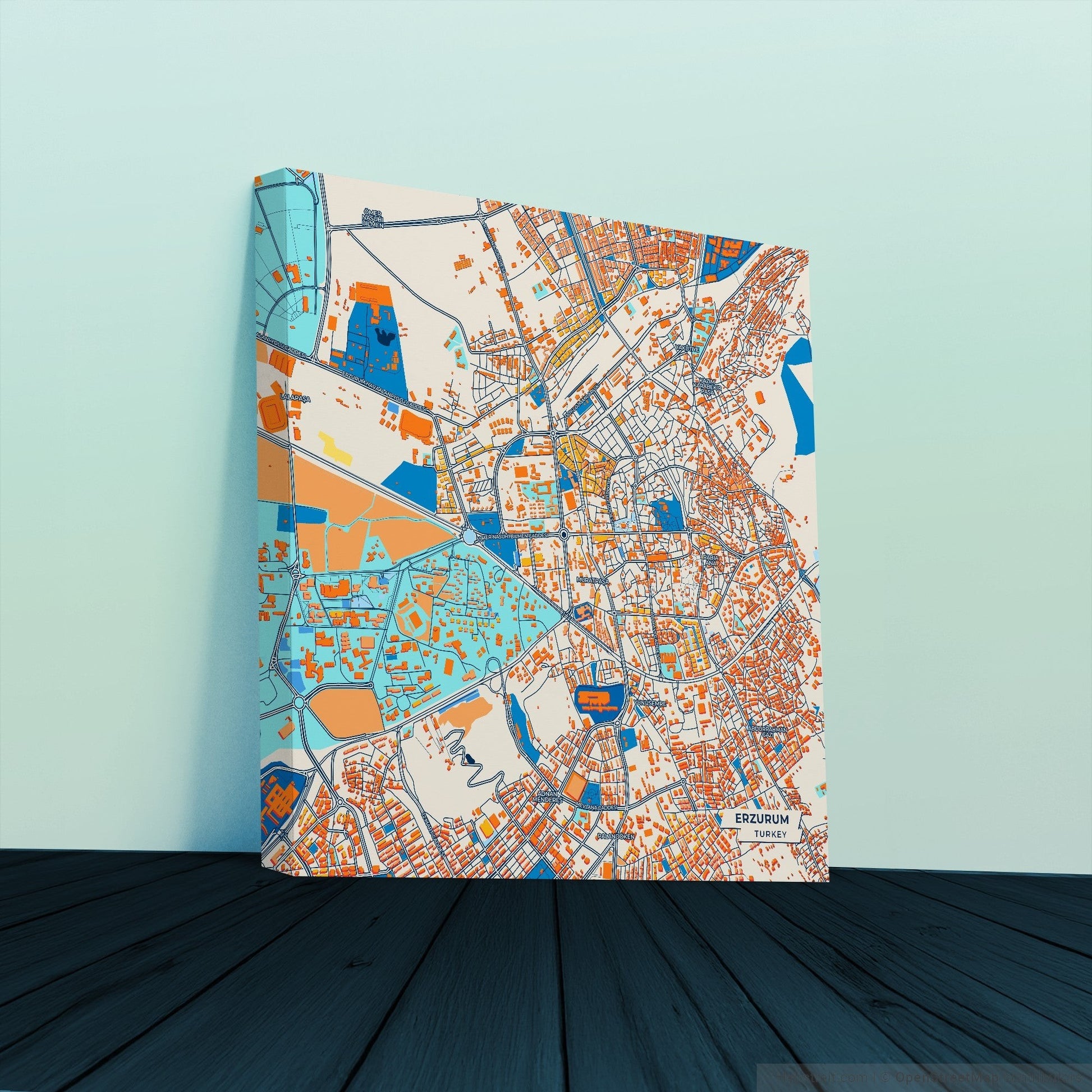 Erzurum Turkey Colorful City Map Canvas Print