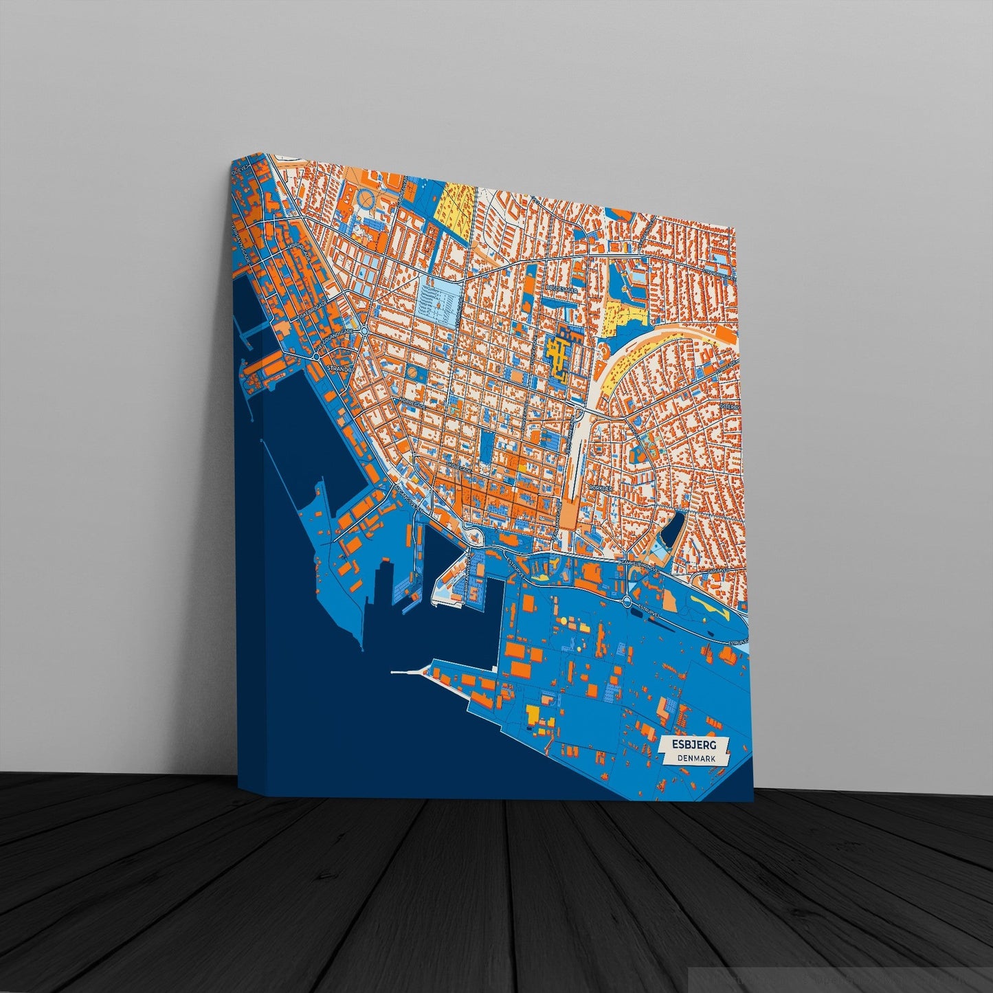 Esbjerg Denmark Colorful City Map Canvas Print