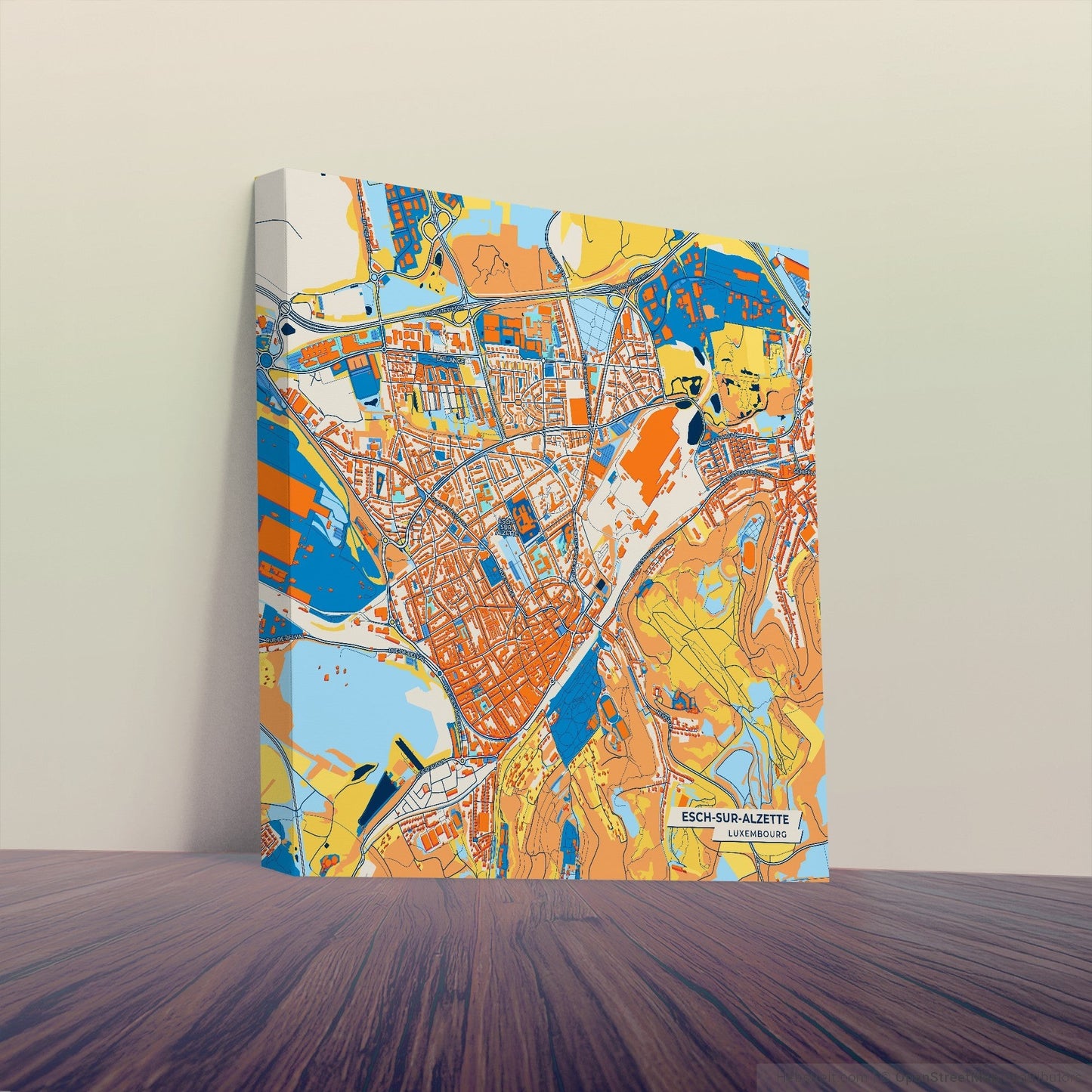 Esch-Sur-Alzette Luxembourg Colorful City Map Canvas Print