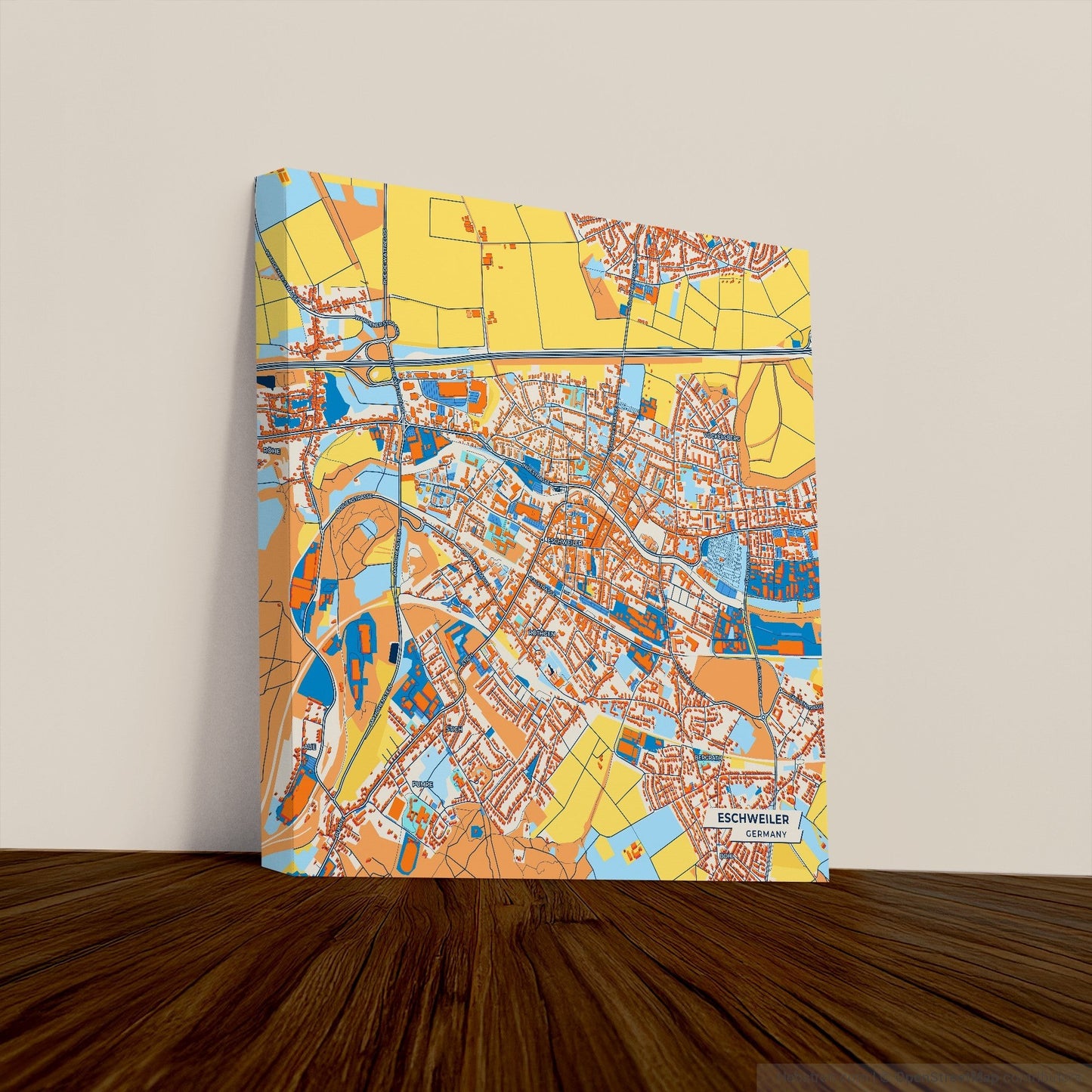 Eschweiler Germany Colorful City Map Canvas Print