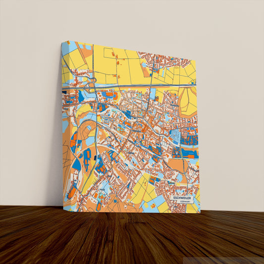 Eschweiler Germany Colorful City Map Canvas Print