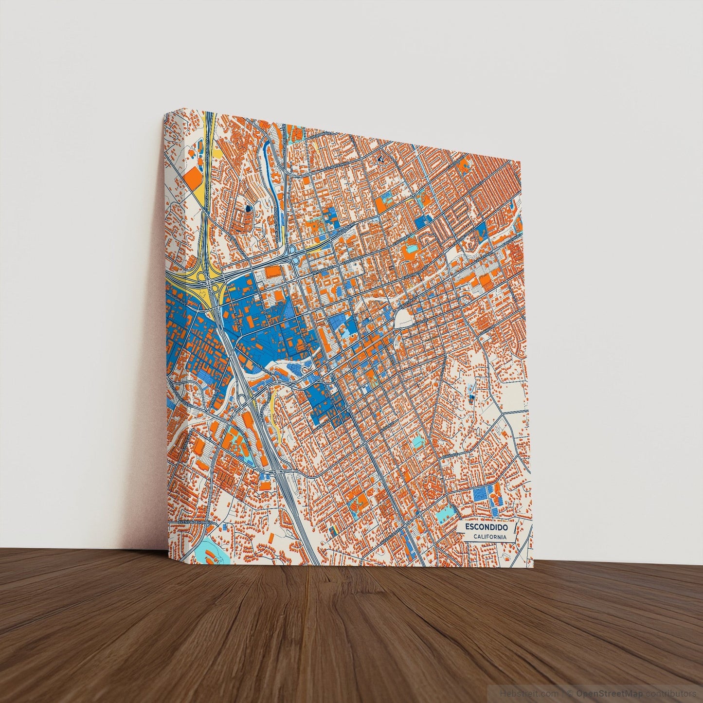 Escondido California Colorful City Map Canvas Print