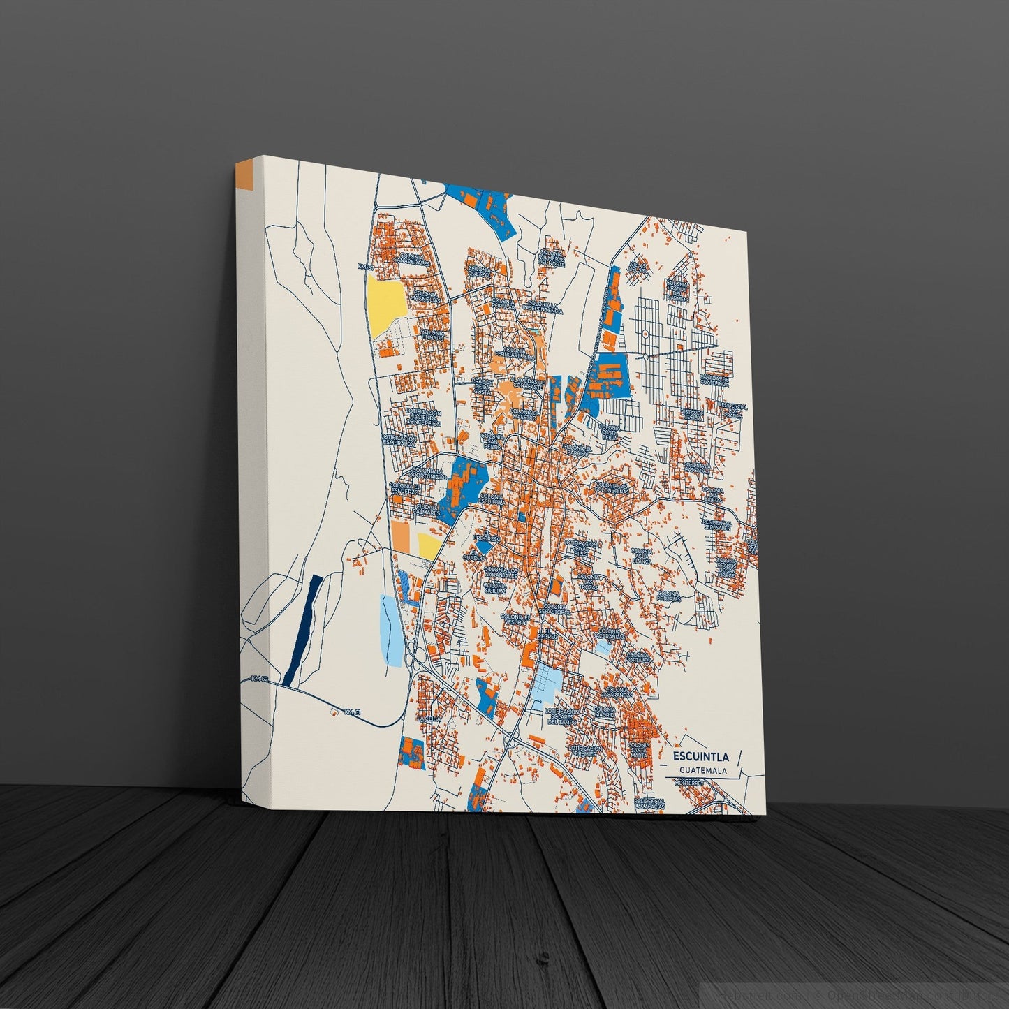 Escuintla Guatemala Colorful City Map Canvas Print