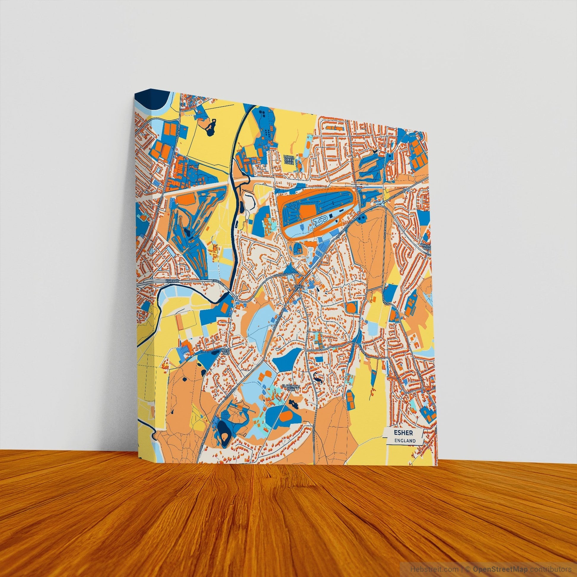 Esher England Colorful City Map Canvas Print