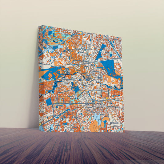 Eski̇şehi̇r Turkey Colorful City Map Canvas Print