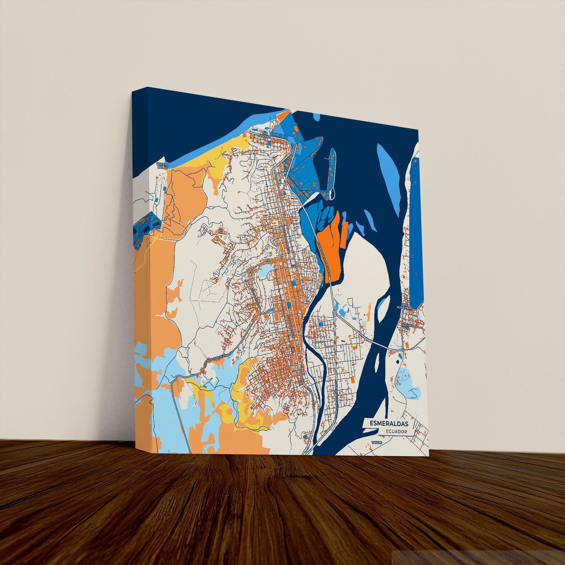 Esmeraldas Ecuador Colorful City Map Canvas Print
