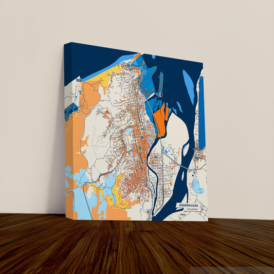 Esmeraldas Ecuador Colorful City Map Canvas Print
