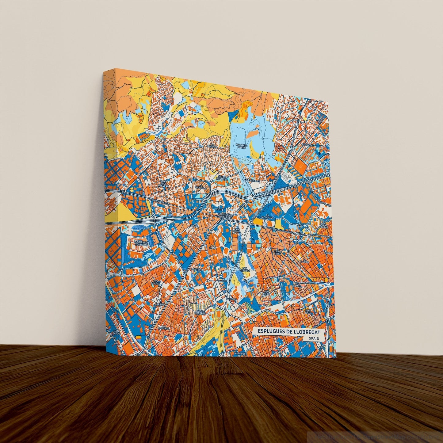 Esplugues De Llobregat Spain Colorful City Map Canvas Print