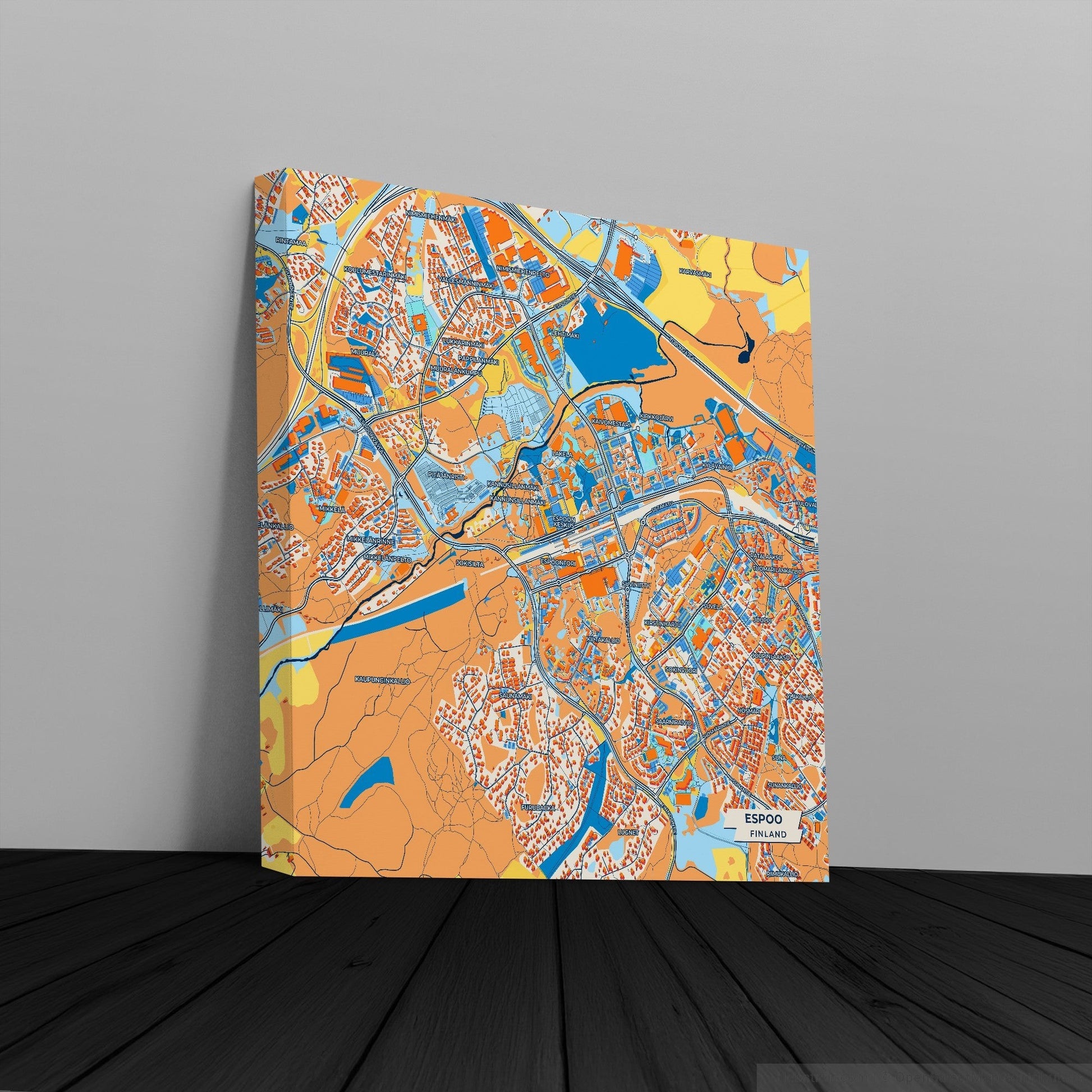 Espoo Finland Colorful City Map Canvas Print