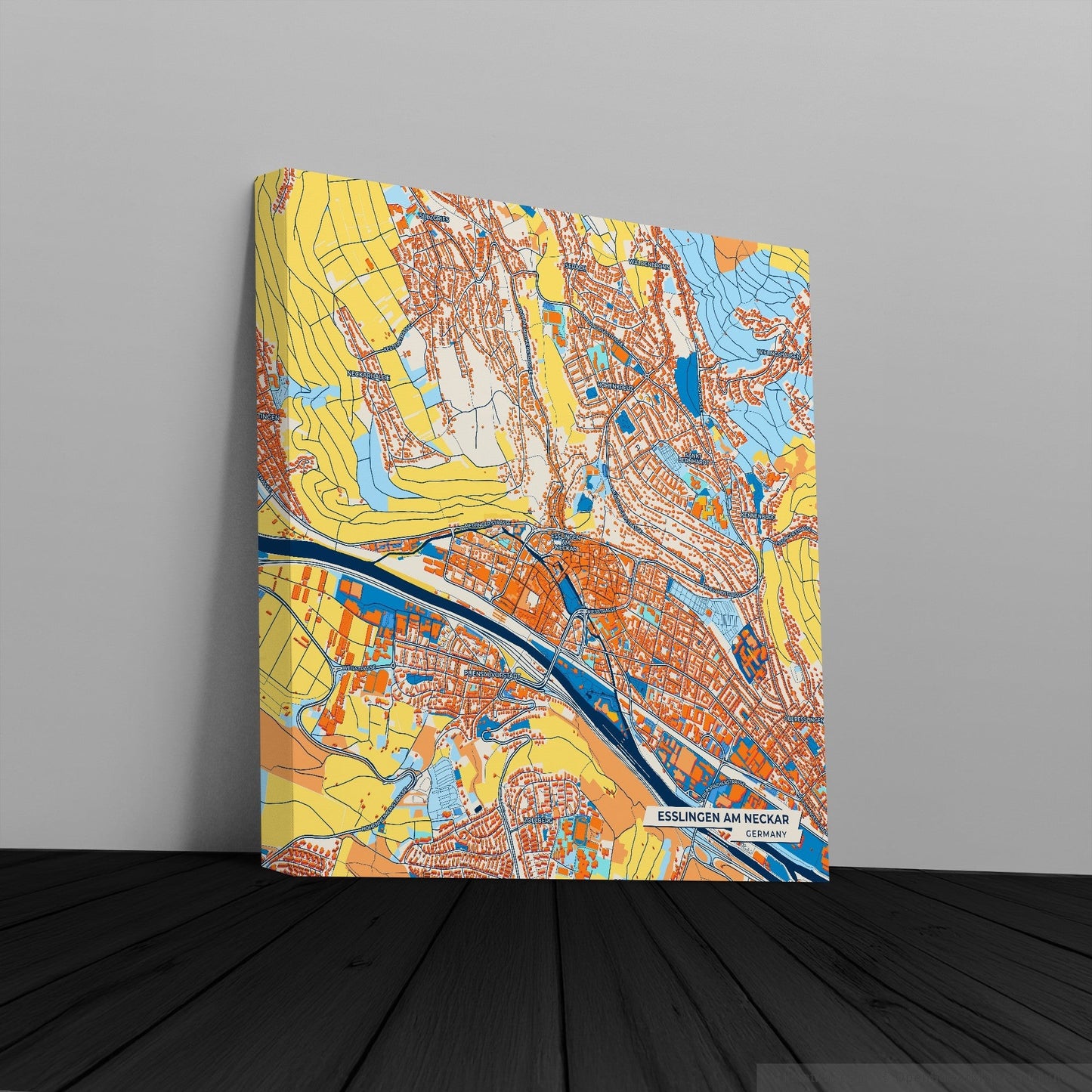 Esslingen Am Neckar Germany Colorful City Map Canvas Print