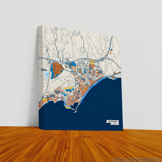Estepona Spain Colorful City Map Canvas Print