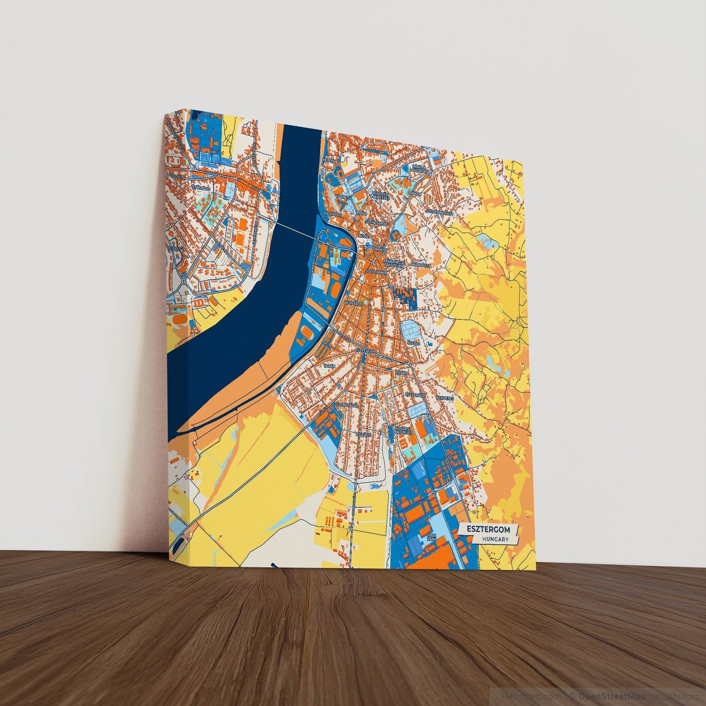 Esztergom Hungary Colorful City Map Canvas Print