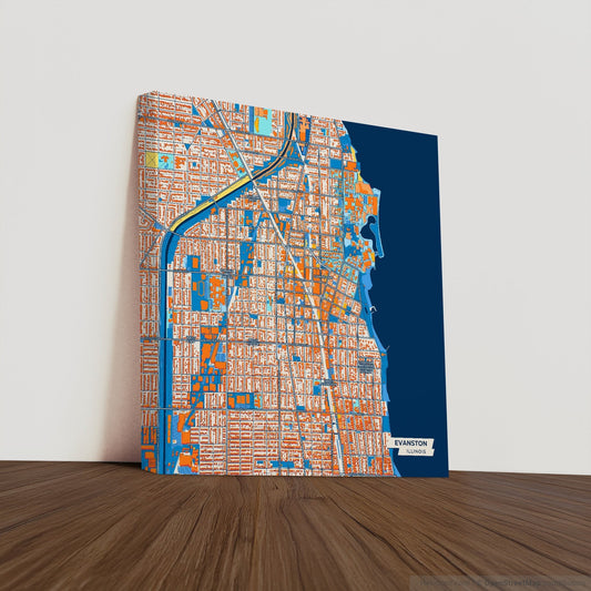 Evanston Illinois Colorful City Map Canvas Print