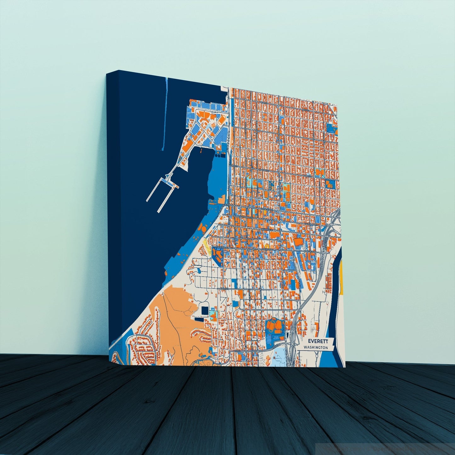 Everett Washington Colorful City Map Canvas Print