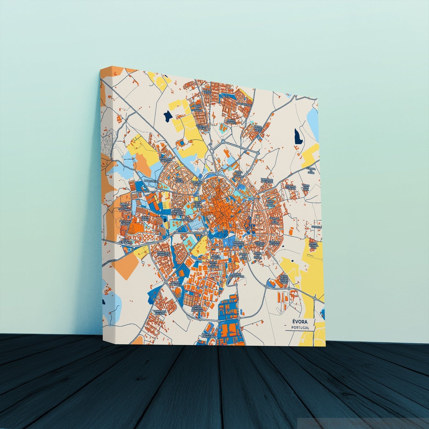 Évora Portugal Colorful City Map Canvas Print