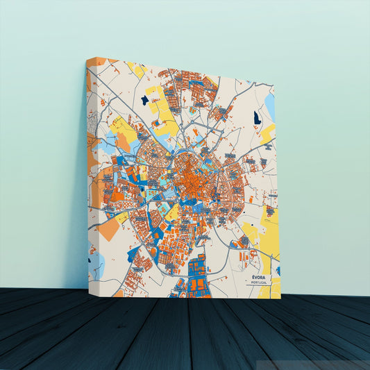 Évora Portugal Colorful City Map Canvas Print