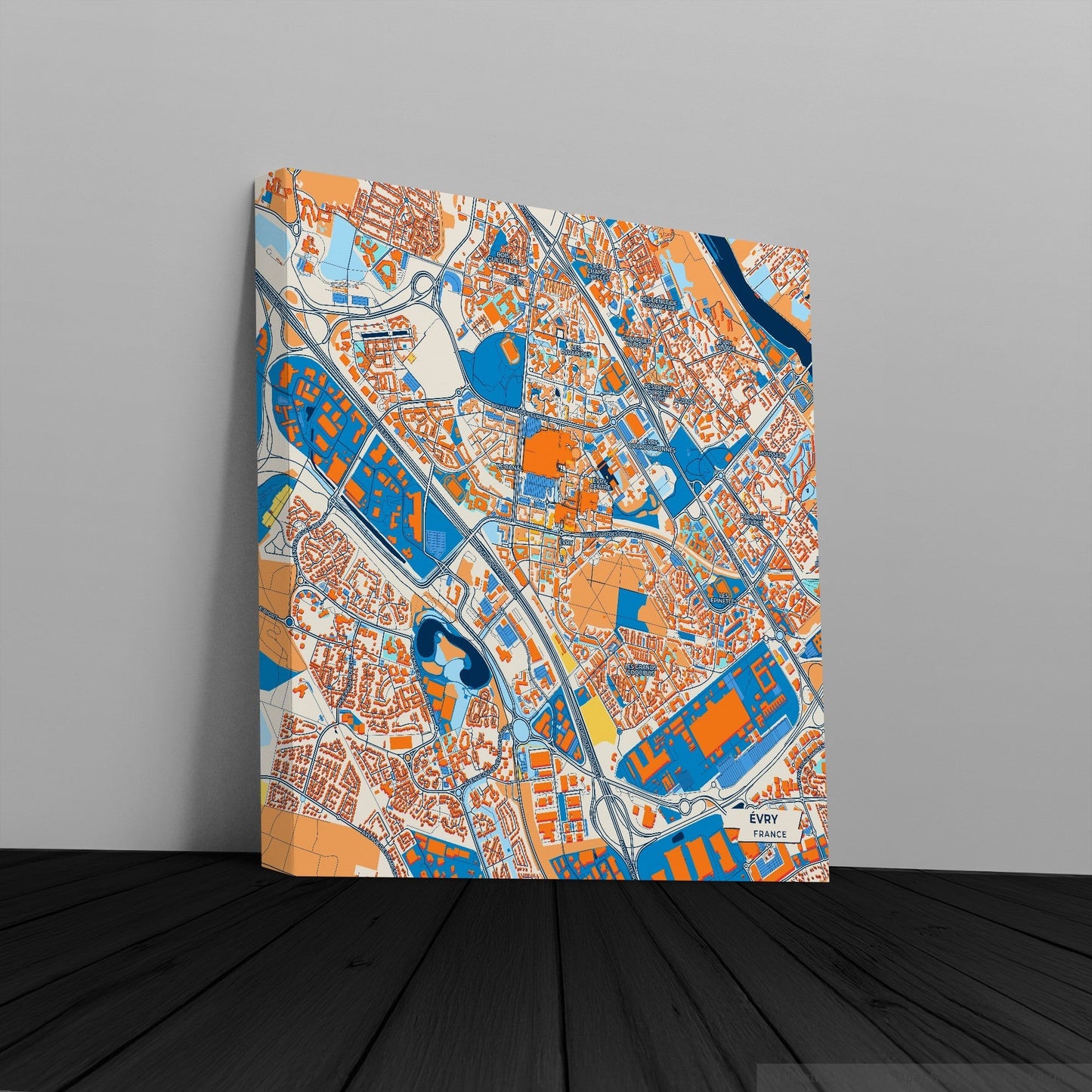 Évry France Colorful City Map Canvas Print