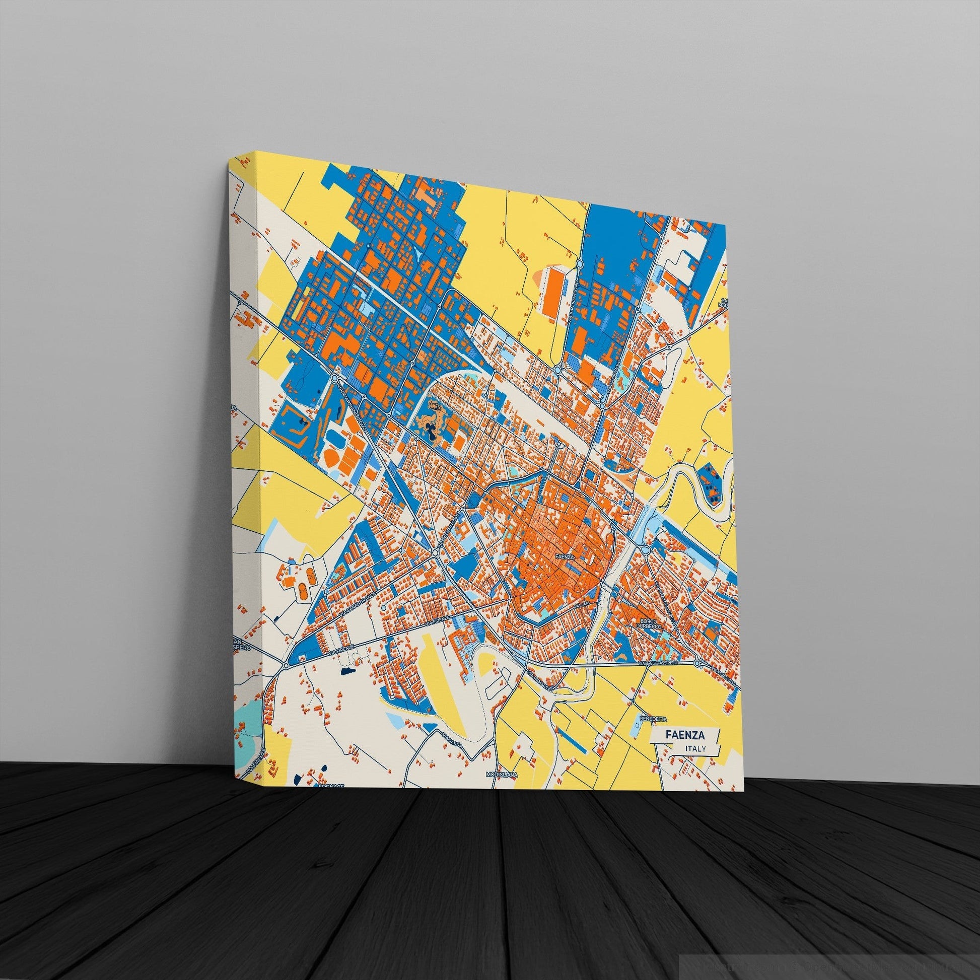 Faenza Italy Colorful City Map Canvas Print