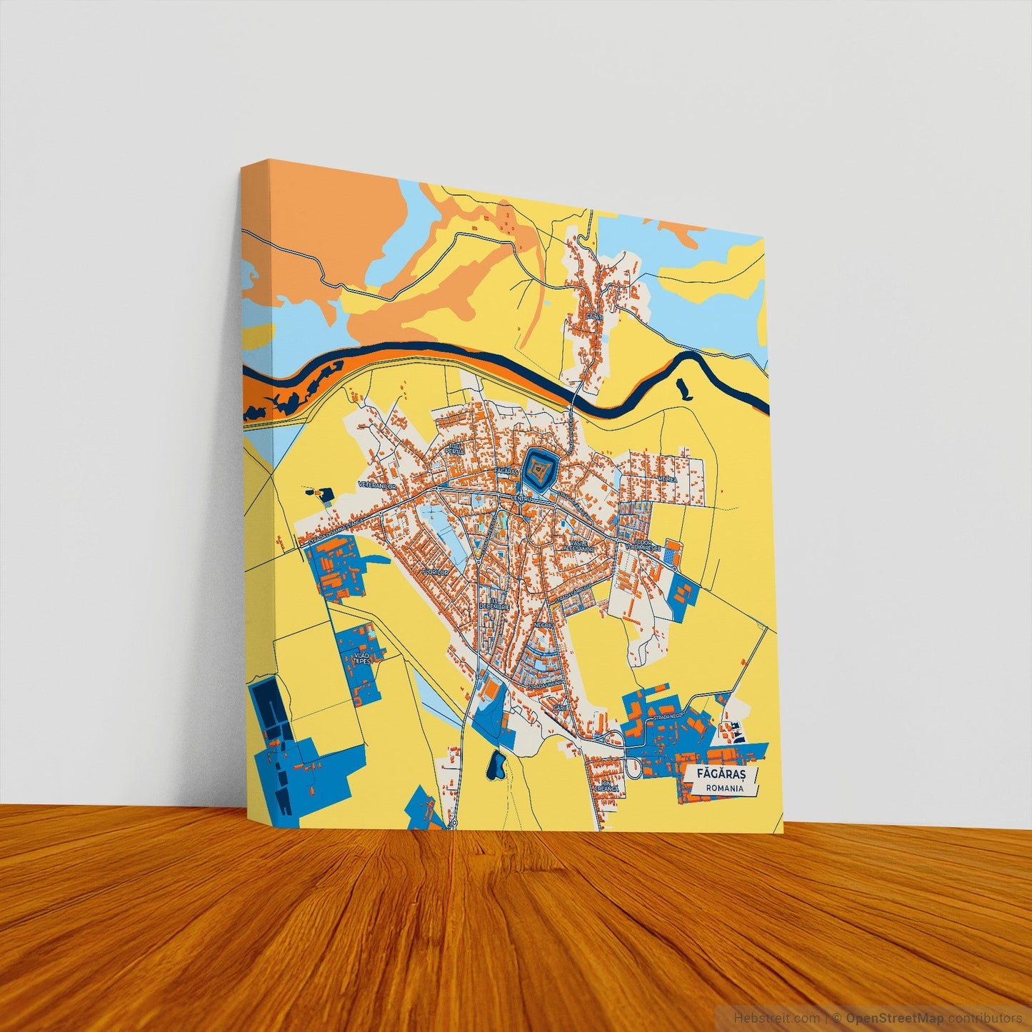 Făgăraș Romania Colorful City Map Canvas Print