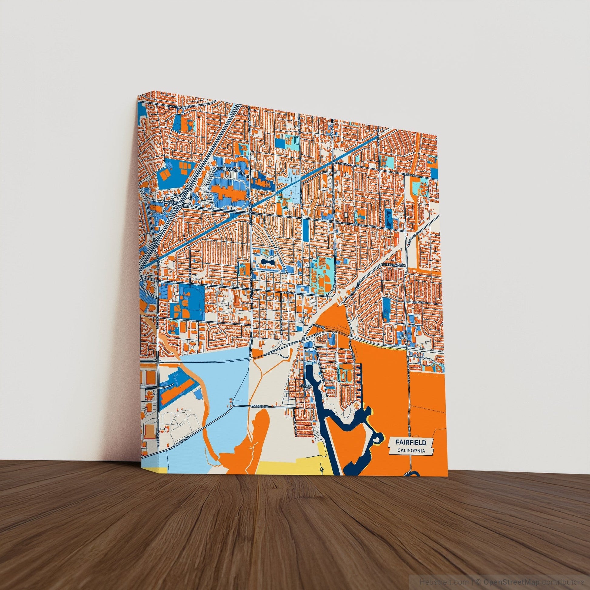 Fairfield California Colorful City Map Canvas Print