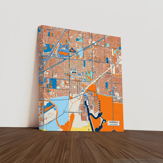 Fairfield California Colorful City Map Canvas Print