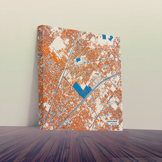 Faisalabad Pakistan Colorful City Map Canvas Print