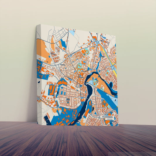 Falkenberg Sweden Colorful City Map Canvas Print