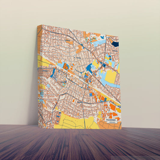 Falkensee Germany Colorful City Map Canvas Print