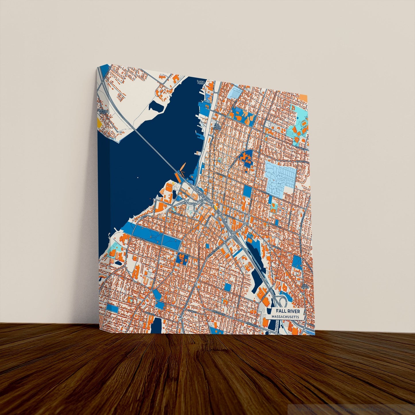 Fall River Massachusetts Colorful City Map Canvas Print