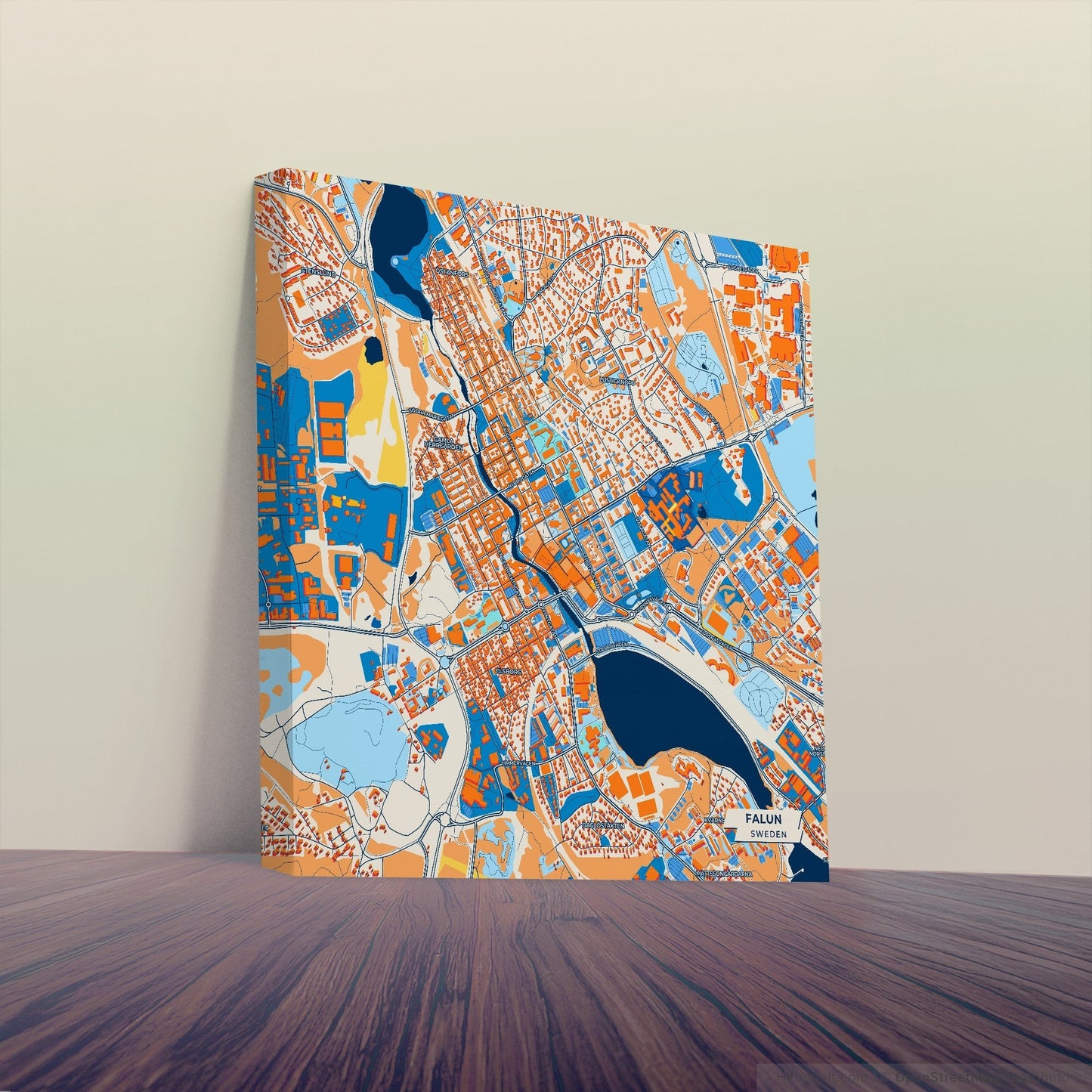 Falun Sweden Colorful City Map Canvas Print