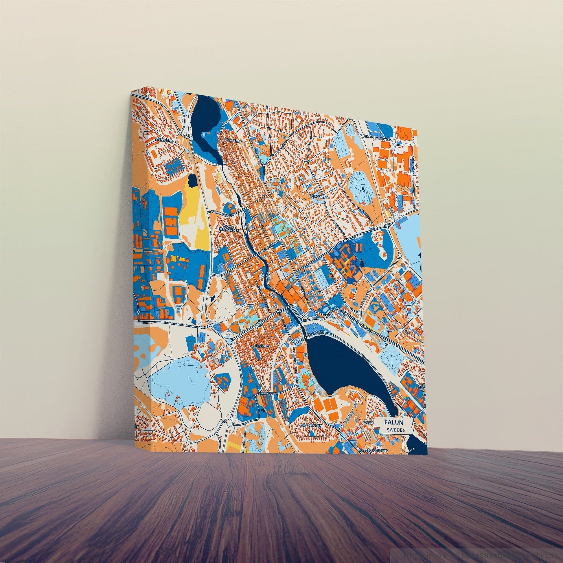 Falun Sweden Colorful City Map Canvas Print