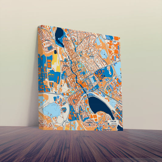 Falun Sweden Colorful City Map Canvas Print