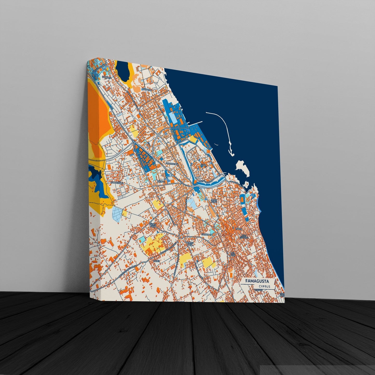 Famagusta   Cyprus Colorful City Map Canvas Print