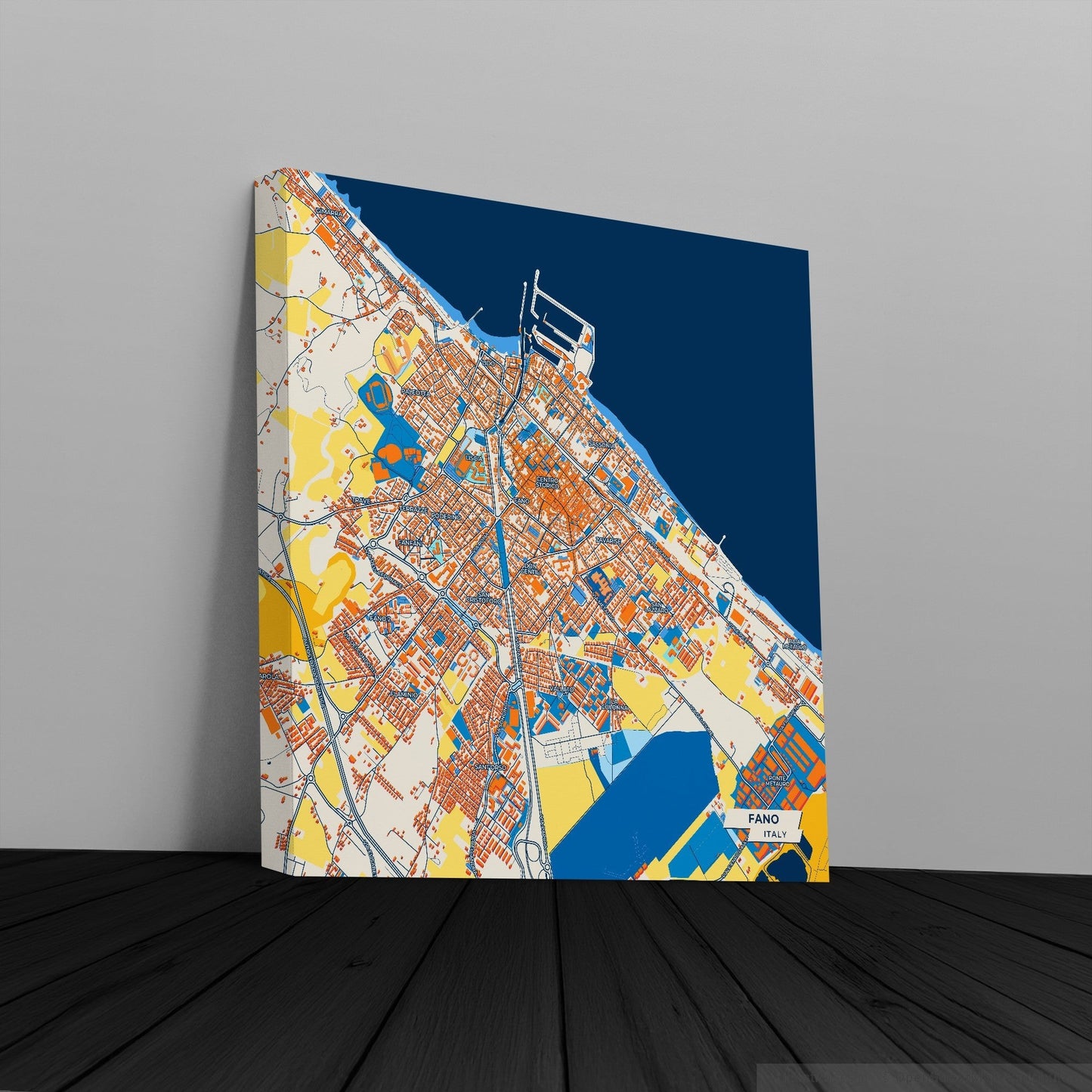 Fano Italy Colorful City Map Canvas Print