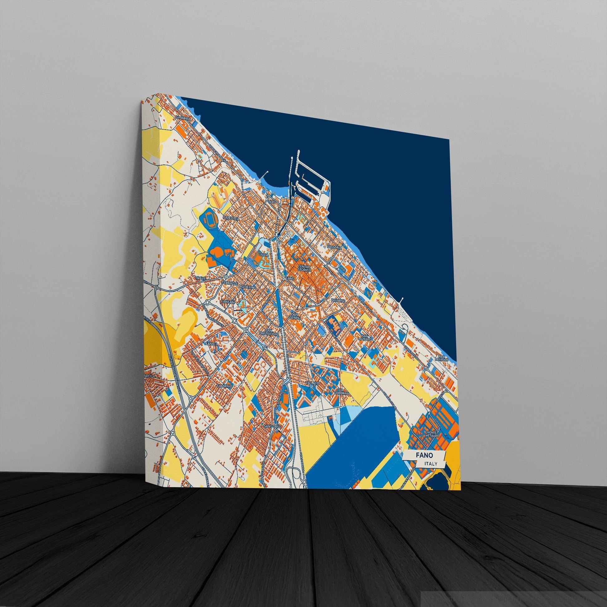 Fano Italy Colorful City Map Canvas Print