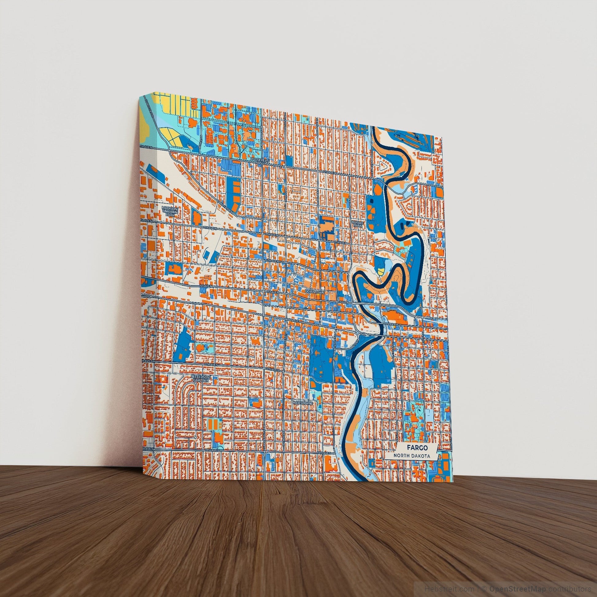 Fargo North Dakota Colorful City Map Canvas Print