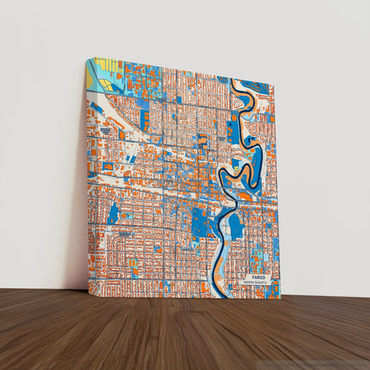 Fargo North Dakota Colorful City Map Canvas Print