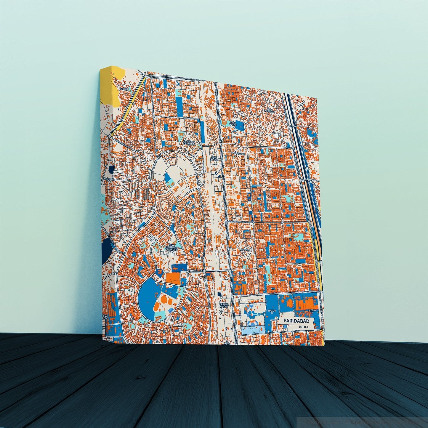 Faridabad India Colorful City Map Canvas Print