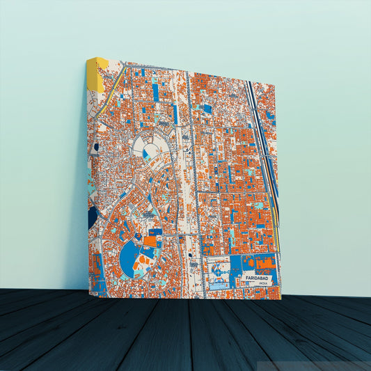 Faridabad India Colorful City Map Canvas Print