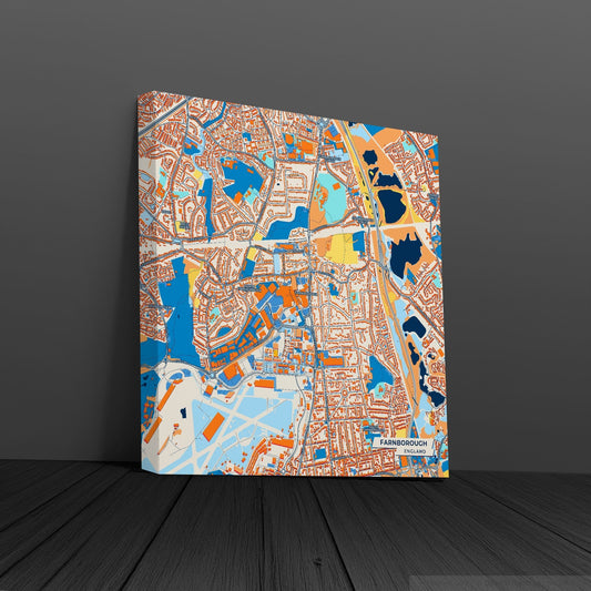 Farnborough England Colorful City Map Canvas Print