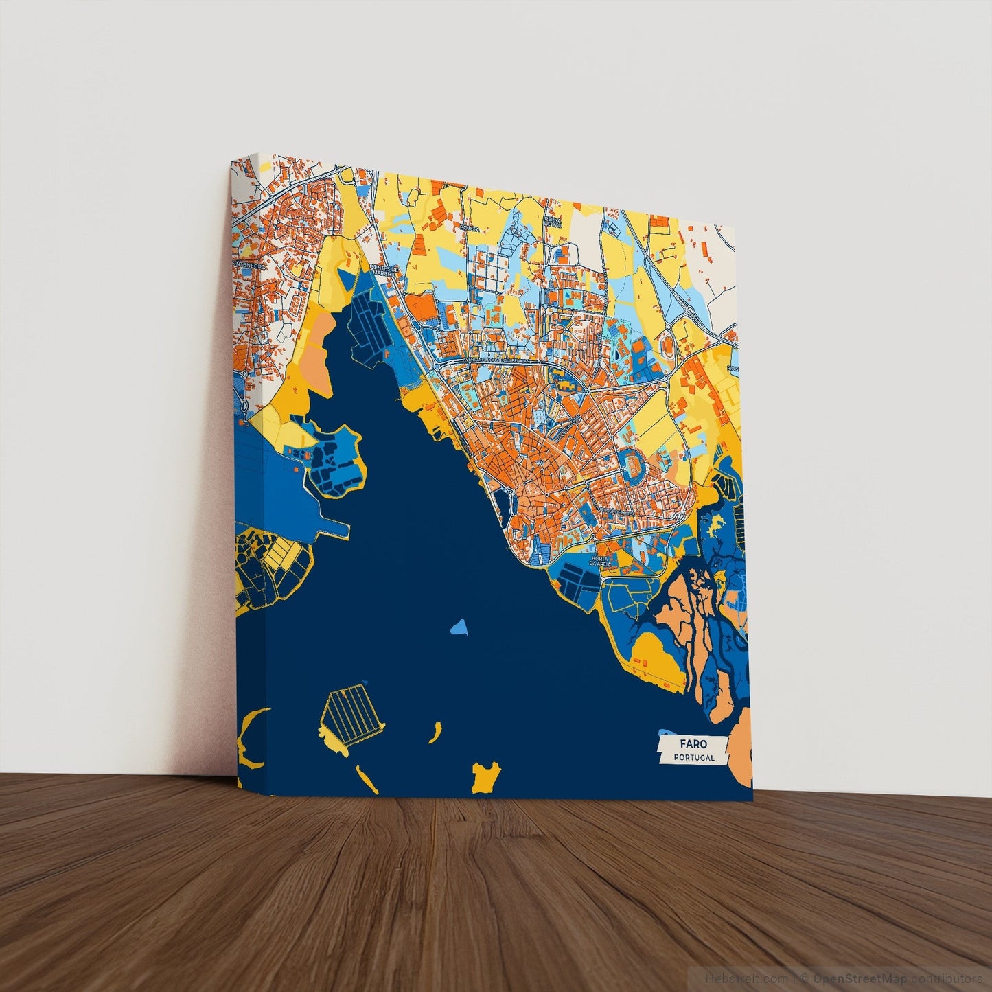 Faro Portugal Colorful City Map Canvas Print