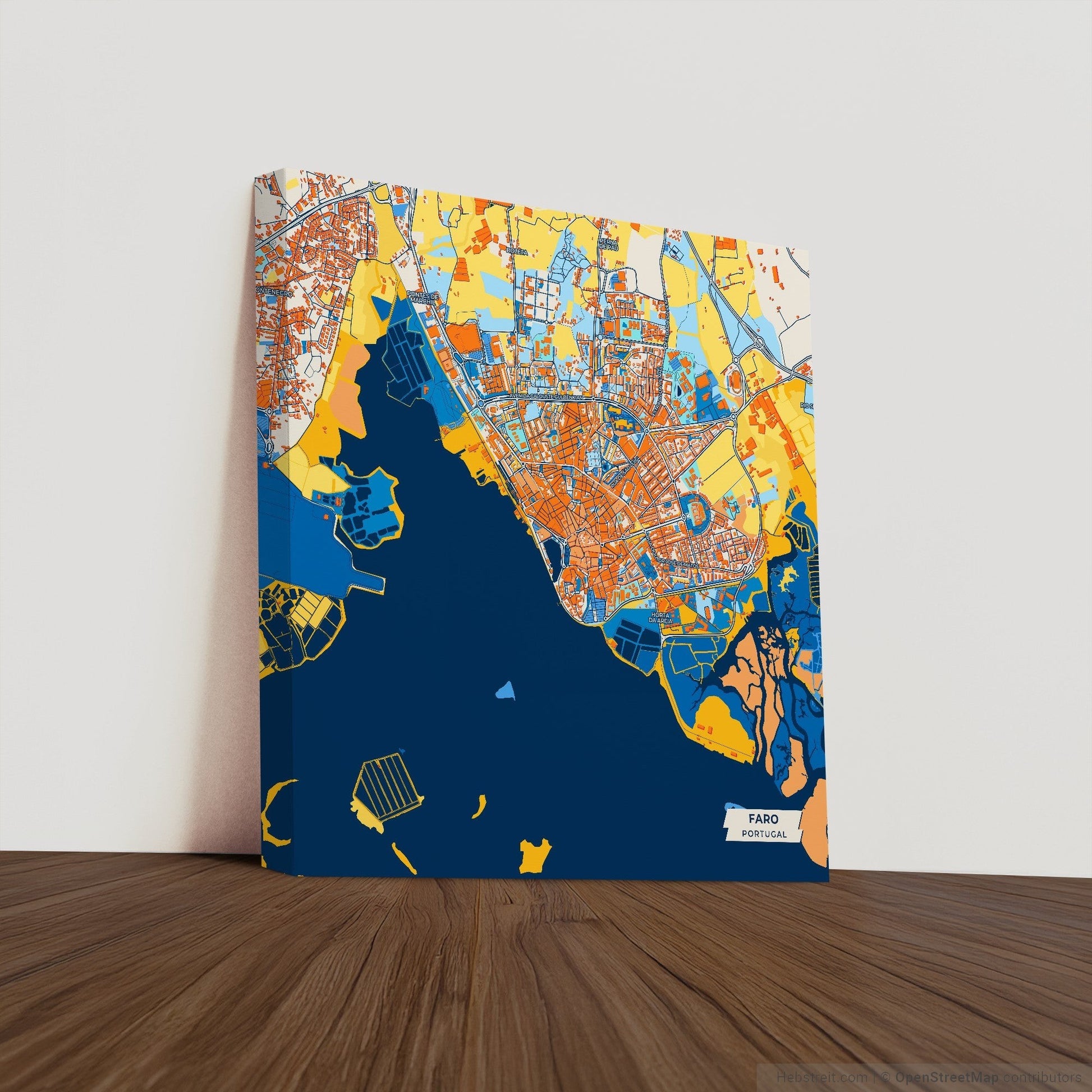 Faro Portugal Colorful City Map Canvas Print