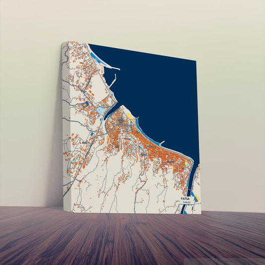 Fatsa Turkey Colorful City Map Canvas Print