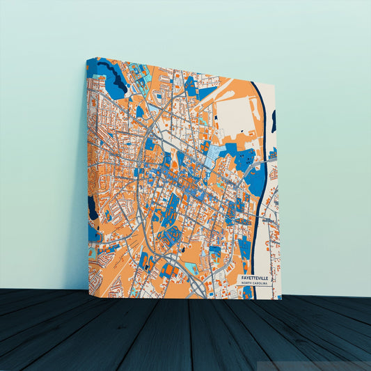 Fayetteville North Carolina Colorful City Map Canvas Print