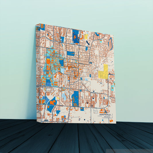 Fayetteville Arkansas Colorful City Map Canvas Print