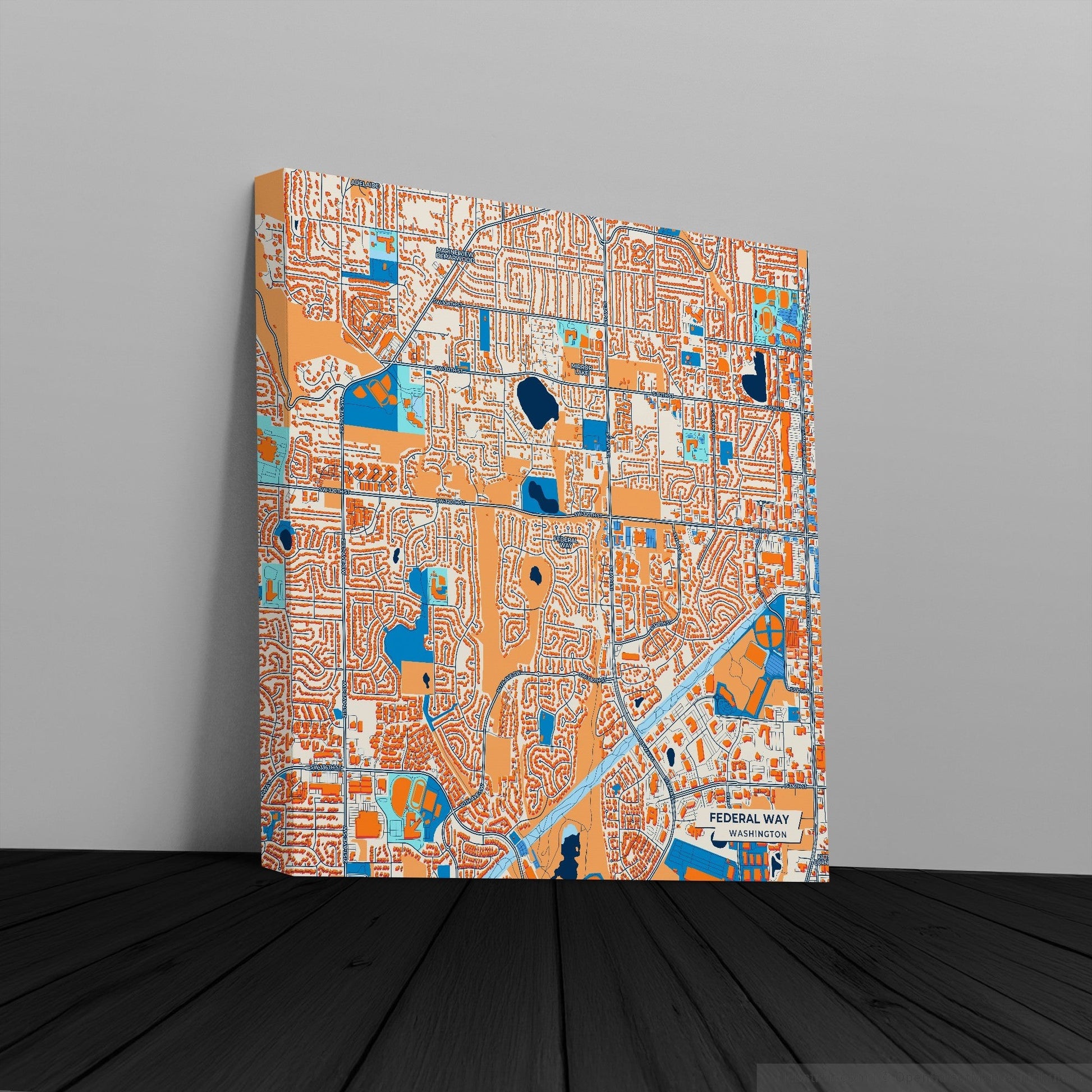 Federal Way Washington Colorful City Map Canvas Print