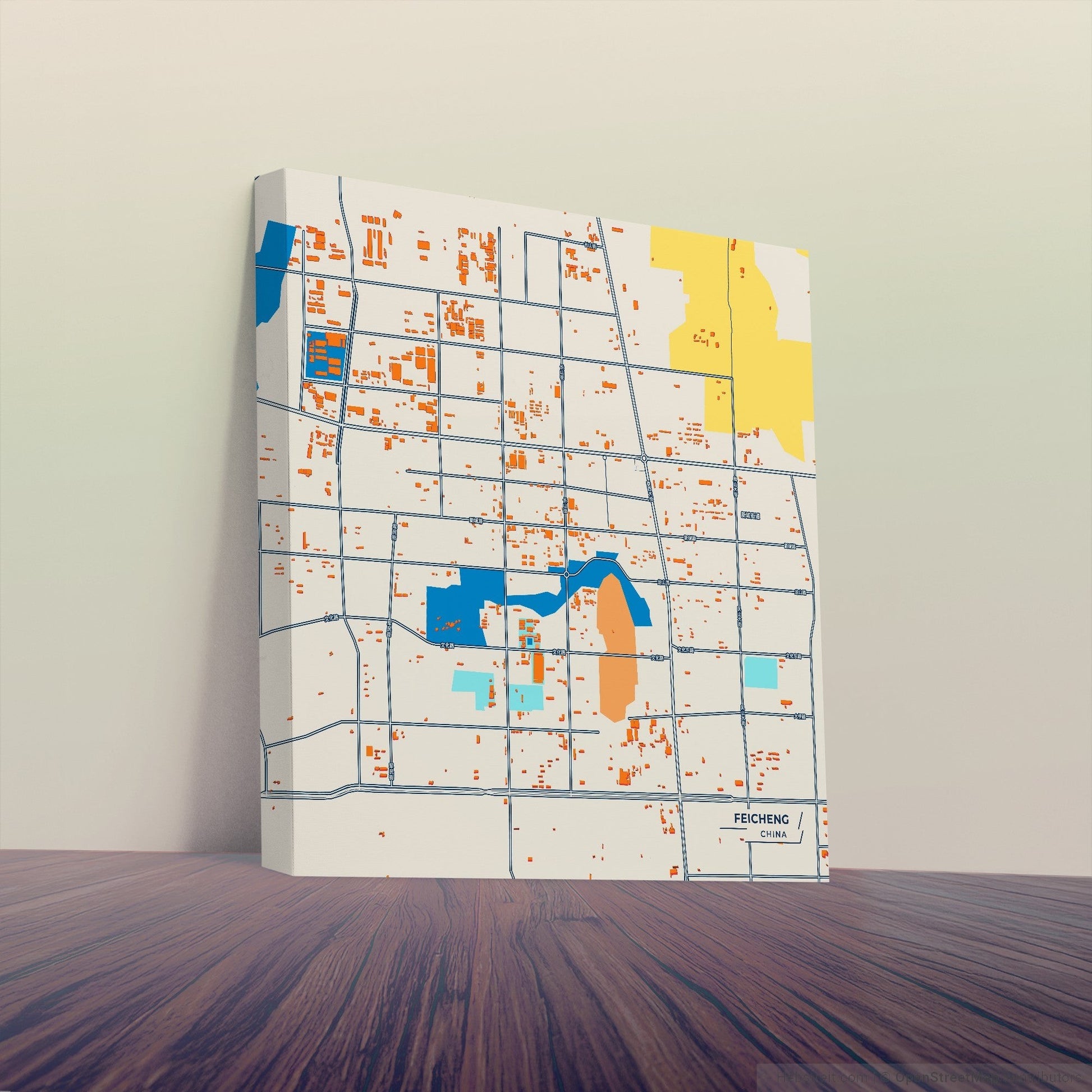 Feicheng China Colorful City Map Canvas Print